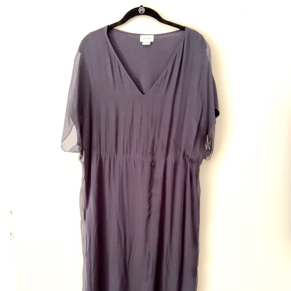 Jigsaw chiffon overlay navy dress
